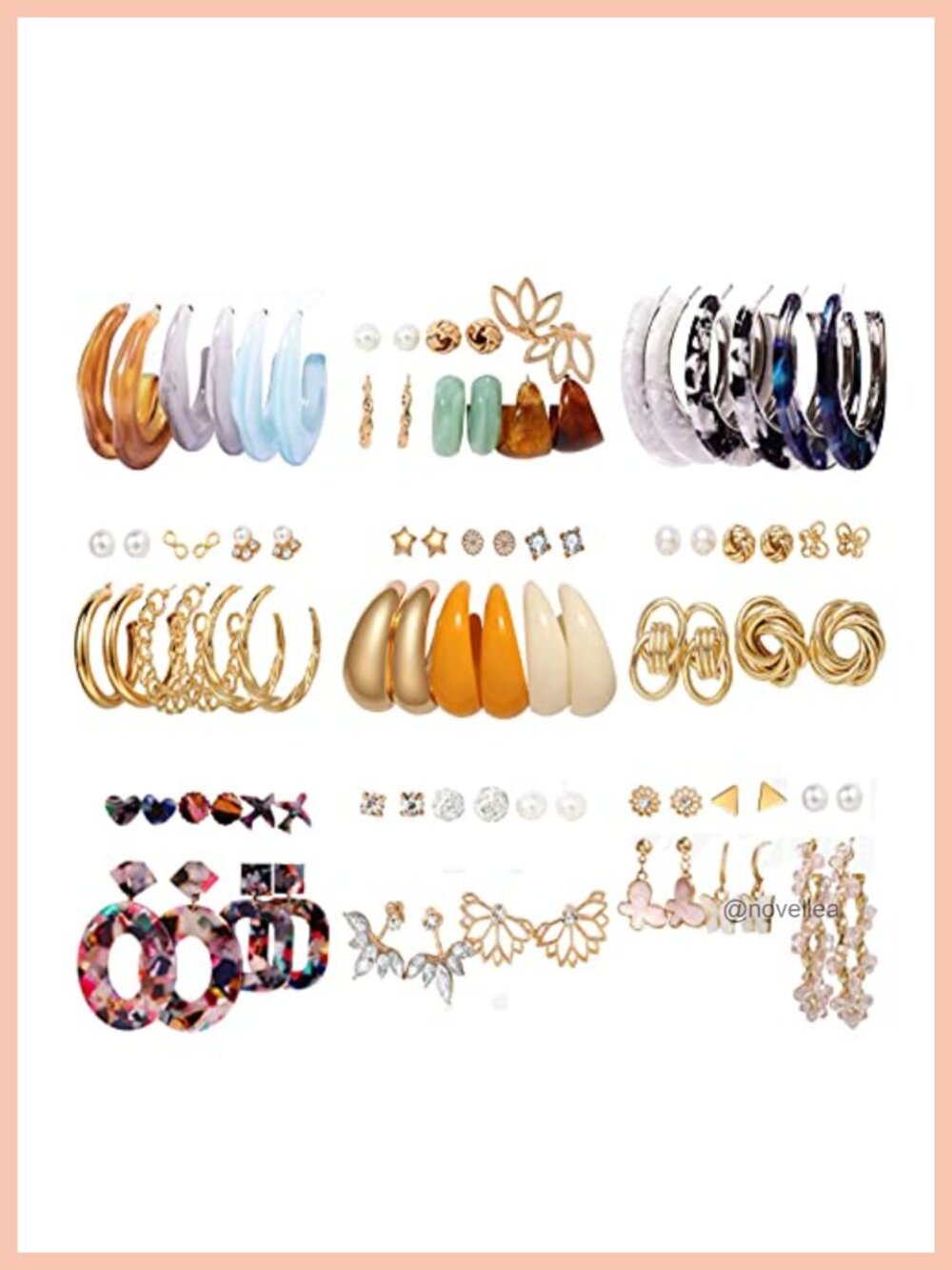 45 Pairs Earrings Set for Women Hypoallergenic Multipack Dangle Studs Gift